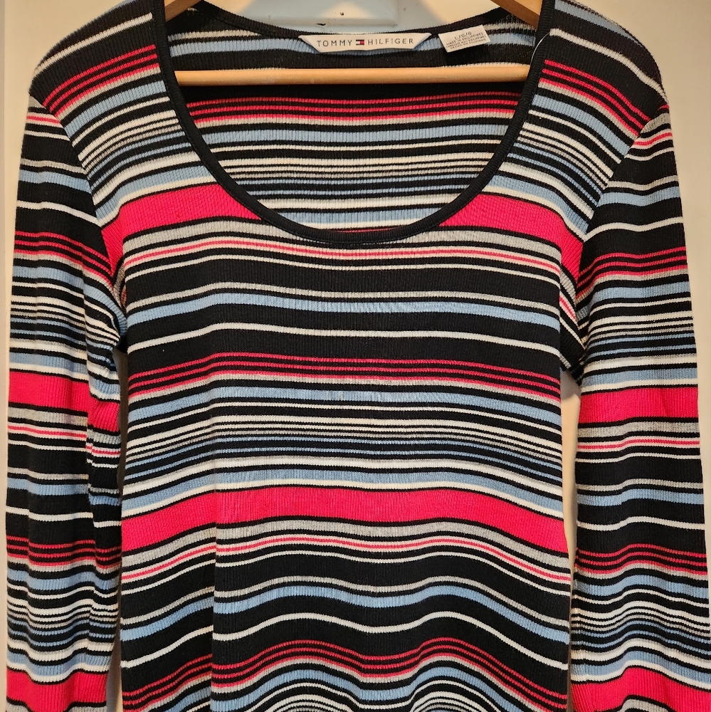 Tommy Hilfiger long sleeves, Large, Stripes, Made in Philippines- Pre-owned